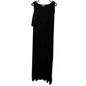 NEW Calvin Klein Maxi Dress Size 14 Large Black Sleeveless Tiered Rayon Summer
